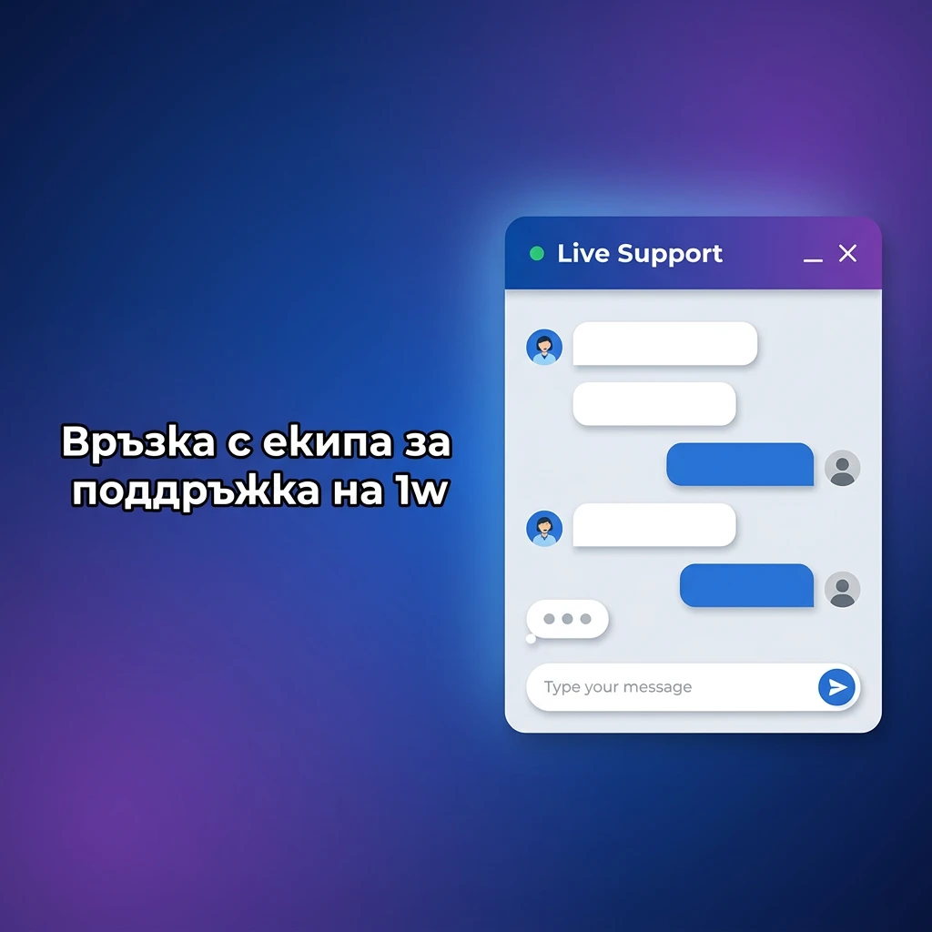 Екип за поддръжка на 1w – чат, имейл, Telegram и социални мрежи за връзка 24/7 — 1w България